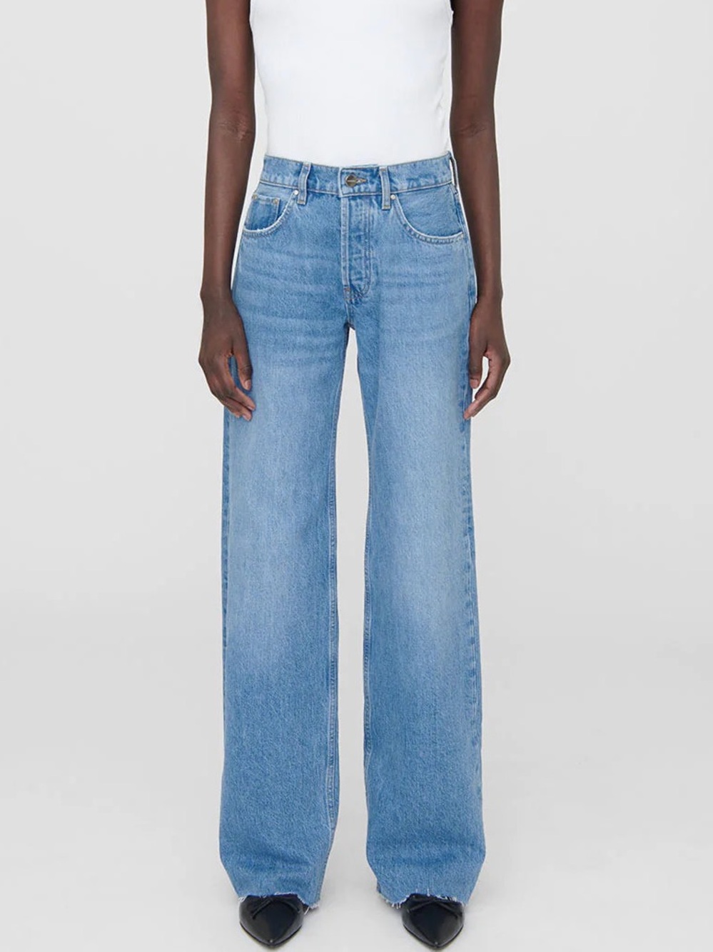 Anine Bing Huge Jean Panama Blue Relaxed Fit Wide Leg Jeans Organic Cotton 32